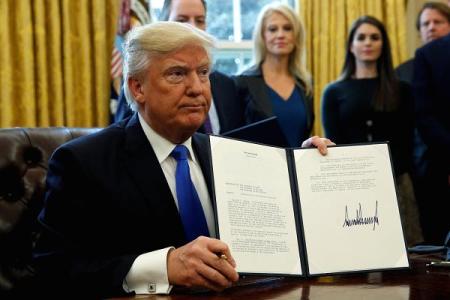 Donald Trump signing executive orders